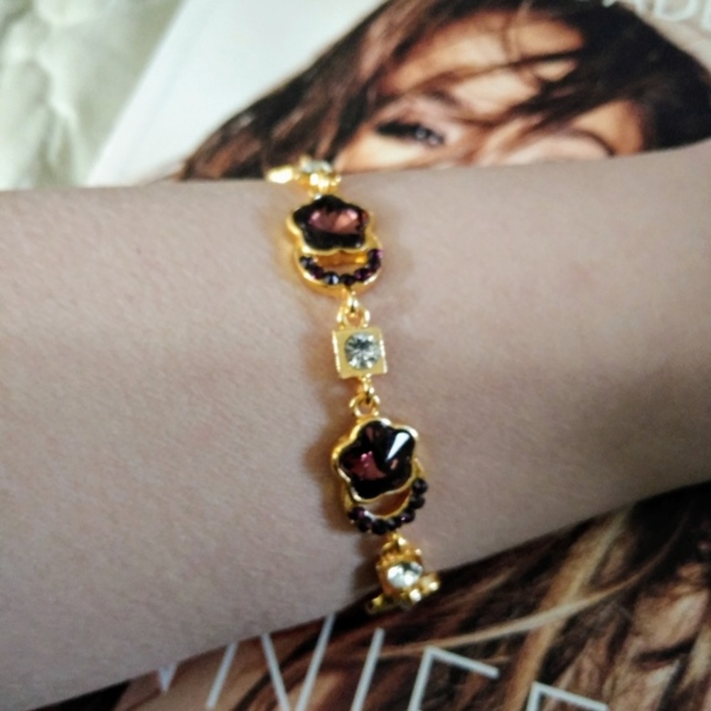 Couture💎Luxe Chocolate Gem 14K Gold Plated Bracelet
